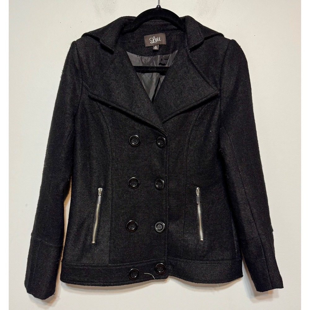 Luii Old Money Wool-Blend Peacoat Jacket Medium Dark Academia Quiet Luxury Chic